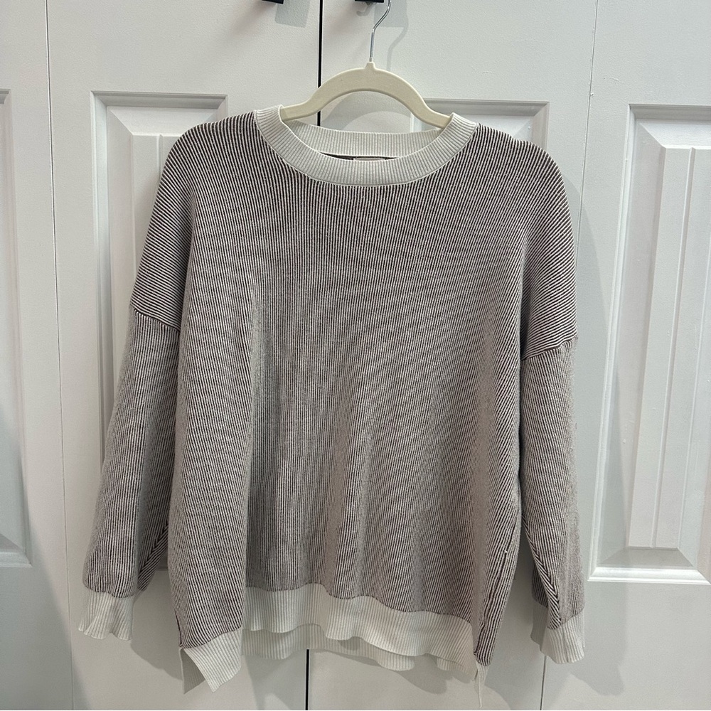 Women's Striped Sweater - Brown and White